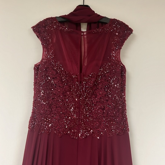 Carmen Blake by Mon Cheri beaded sleeveless fit and flare long Gown - Picture 6 of 11